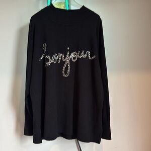 Karl Lagerfeld Black and Silver Cowl Neck Sweater